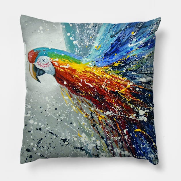 Parrot in flight Pillow by OLHADARCHUKART