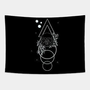 Geometric Floral Skull Tapestry