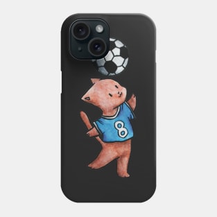 football cat illustration blue 8 Phone Case