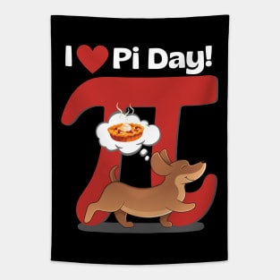 I Love Pi Day Dachshund Red Tapestry