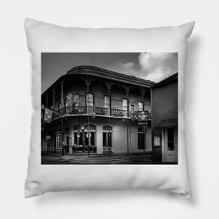 801 Royal Street In Black and White Pillow