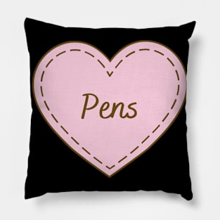 I Love Pens Simple Heart Design Pillow