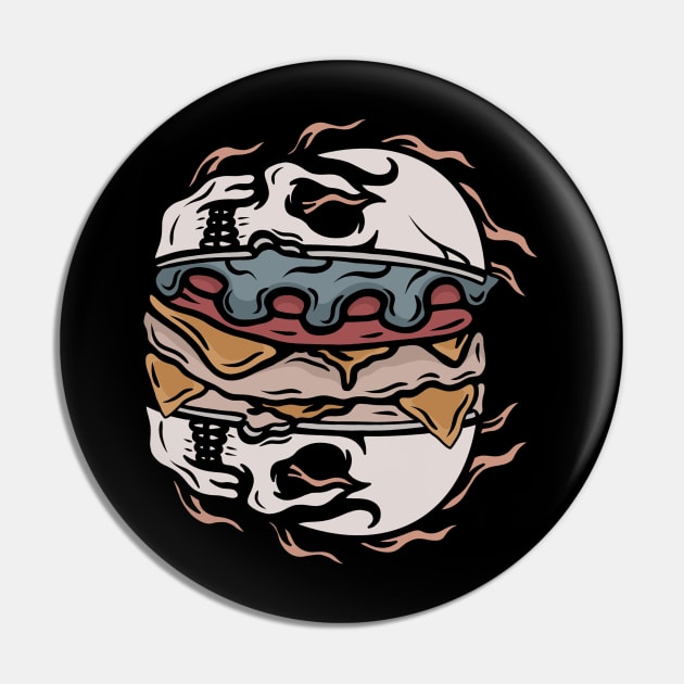 Hamburger and skull Pin by gggraphicdesignnn