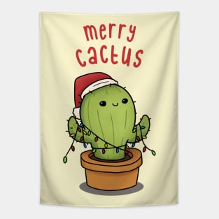 Merry Cactus Christmas Cactus in Santa Hat Tapestry