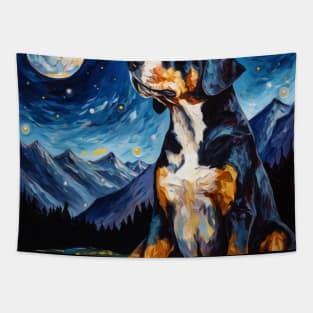 Greater Swiss Mountain Dog portrait Starry Night Tapestry