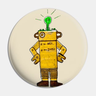 Vintage Yellow Robot Pin
