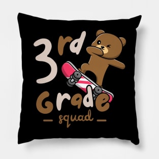 3rd grade squad sketboard bear Pillow