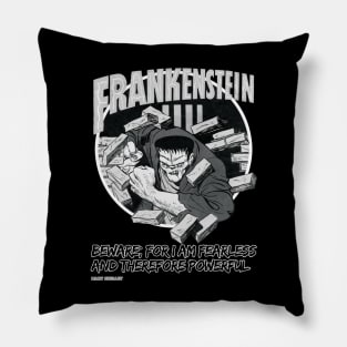 Frankenstein Mary Shelley Quote Black and white retro Design Pillow