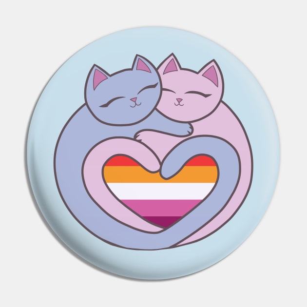 Lesbian Flag Heart Cats Kawaii Pin by xenotransplant