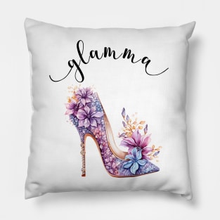 Glamma Shoe Stiletto  with Jewels Watercolor Art Pillow