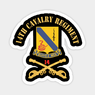 Army - 14th Cavalry Regiment w Cav Br - Red Txt X 300 Magnet