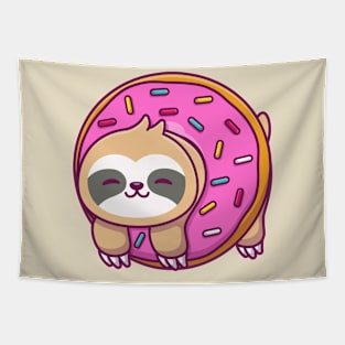 Cute Sloth With Doughnut Tapestry