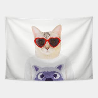 Funny cat portrait Tapestry