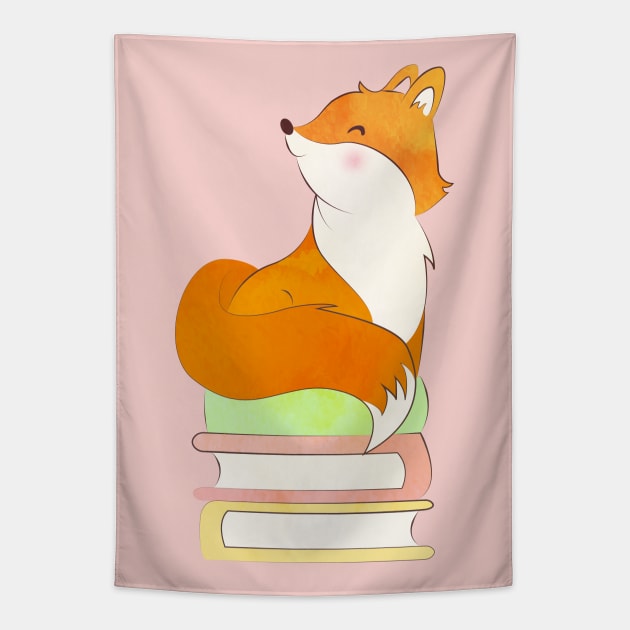 FOX READS Tapestry by Catarinabookdesigns