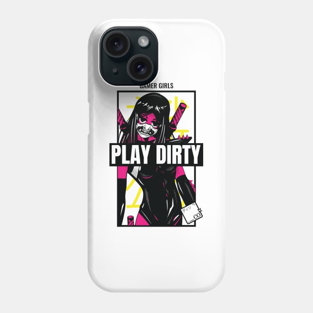 Gamer Girls Play Dirty Manga Edition Phone Case by Disocodesigns