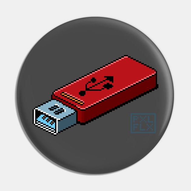 Isometric Pixel Art USB Pin by PXLFLX