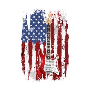 American Flag Guitar Player USA Guitarist Gift T-Shirt