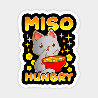 Cute Anime Cat Kitty Miso Hungry Pun Kawaii Magnet