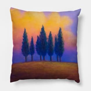 Pastel painting - Tuscany landscape Pillow