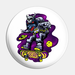 Wolf Astronaut Skateboard Boarder Skateboarder Pin