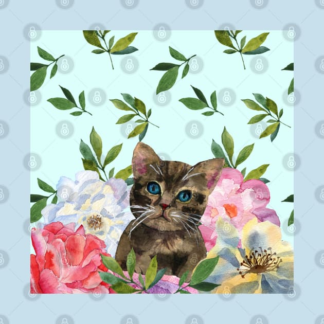 Kitten in flowers by Irina_Reznikova