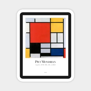 Composition with Red, Yellow, Blue, and Black with text by Mondrian Magnet