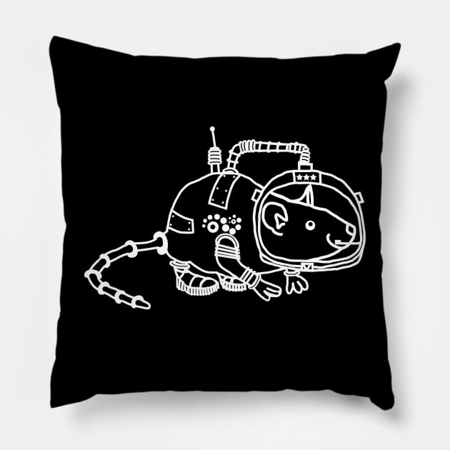 White Line Space Commander Rat Pillow by ellenhenryart