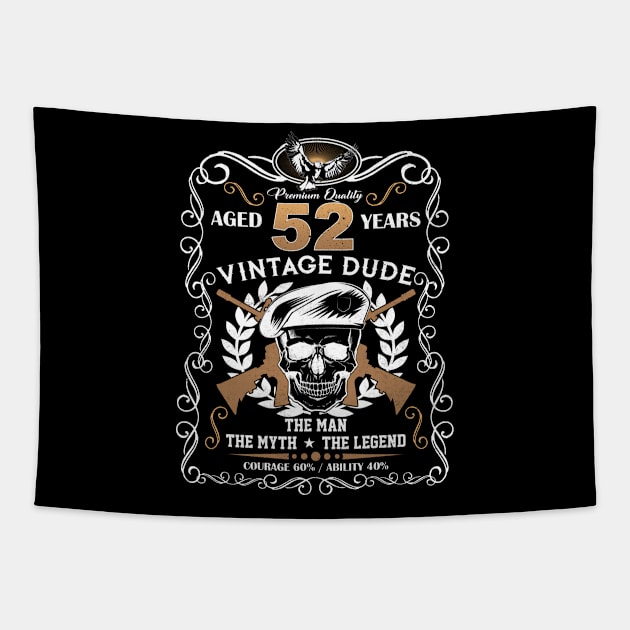 Skull Aged 52 Years Vintage 52 Dude Tapestry by Hsieh Claretta Art