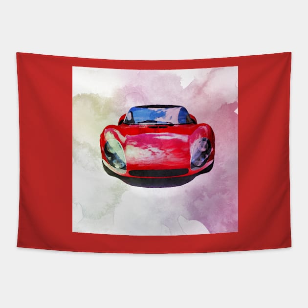 Vintage Alfa Romeo in watercolor Tapestry by thelazypigeon