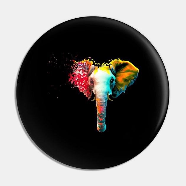 Elephant head with color explosion Pin by FromBerlinGift