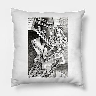 M. C. Escher House Of Stairs Graphic Poster 1951 Imp-Art Vintage Print Fantasy Illustration Pillow