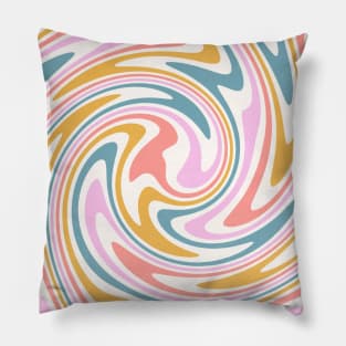 Swirl Wavy Abstract Colorful 70s Pillow