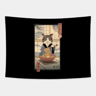 Neko Ramen Cat Ukiyo-e Tapestry