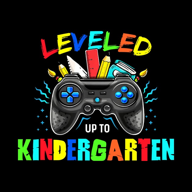 Leveled Up To Kindergarten Gamer Back To School First Day of School Kids Boys T-Shirt by Ene Alda