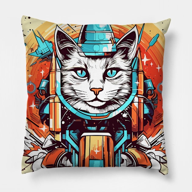 Cat rocket Pillow by siriusreno