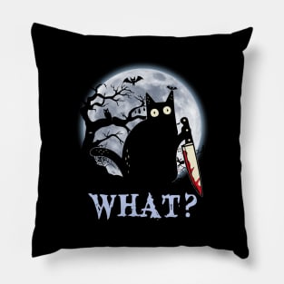 cBlack Cat What Murderous With Knife Halloween Shirt Pillow