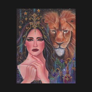 Circe enchantress with lion art by Renee L. Lavoie T-Shirt