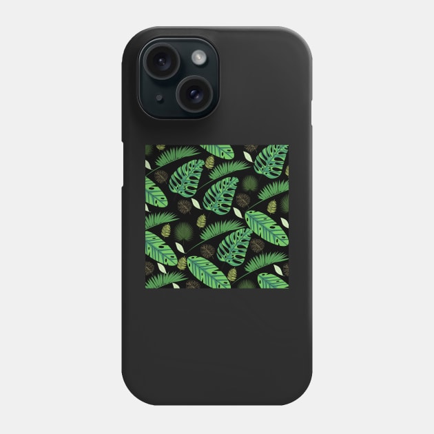 Palm Escapade_Black Background Phone Case by leBoosh-Designs