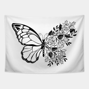 Flower Butterfly with Rose Tapestry