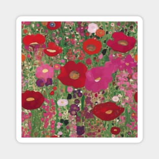 Red and Pink Flower Garden Magnet