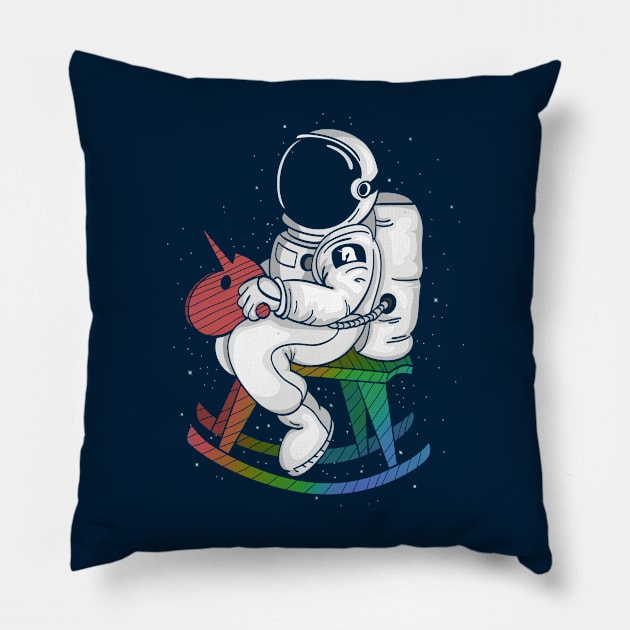 astronaut boy riding woor unicorn Pillow by daizzy