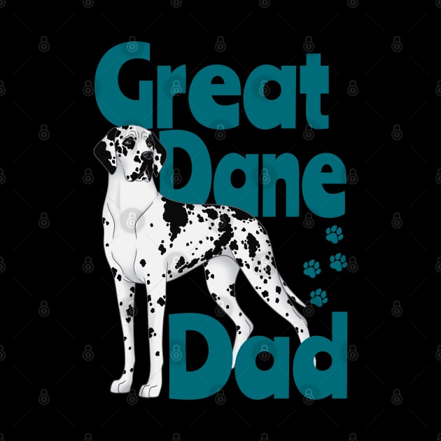 Harlequin Great Dane Dad, Original Digital Illustration, The Perfect Gift For Dad! by anacecilia