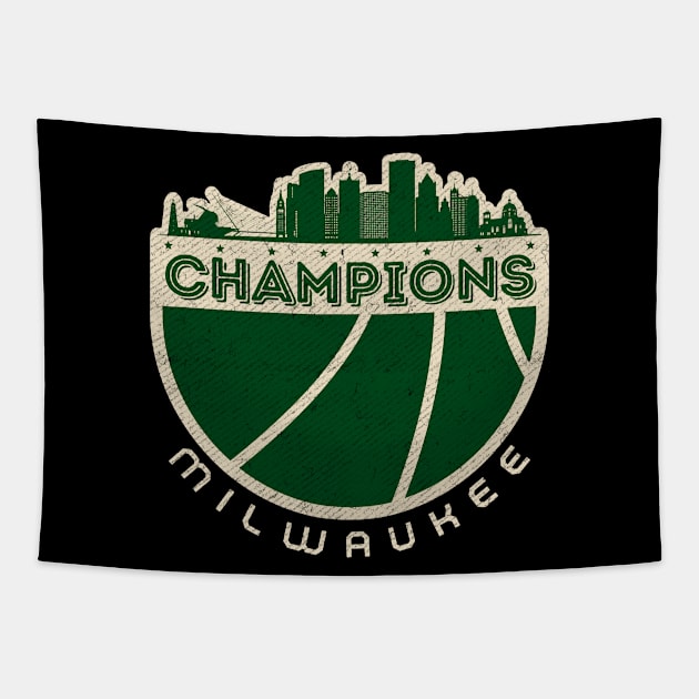 Milwaukee Basketball Champions 2021 Tapestry by Ruffeli