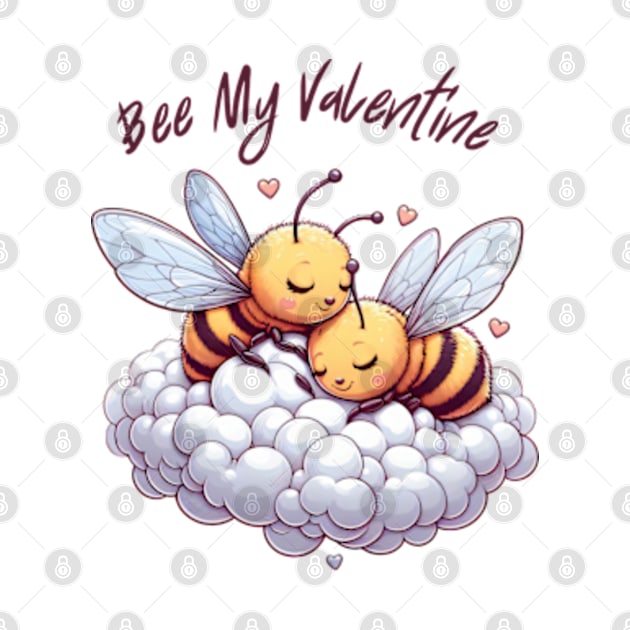 couple of bees embracing on a cloud, Bee My Valentine by StyleTops