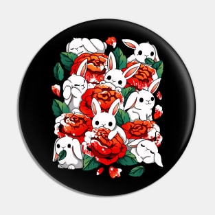 White rabbit Rose Pin