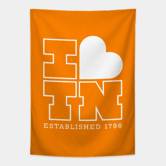 I Heart TN - White on Orange Tapestry by jepegdesign