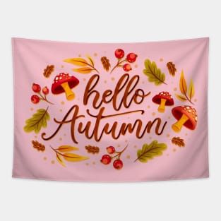 Hello Autumn Mushroom Tapestry