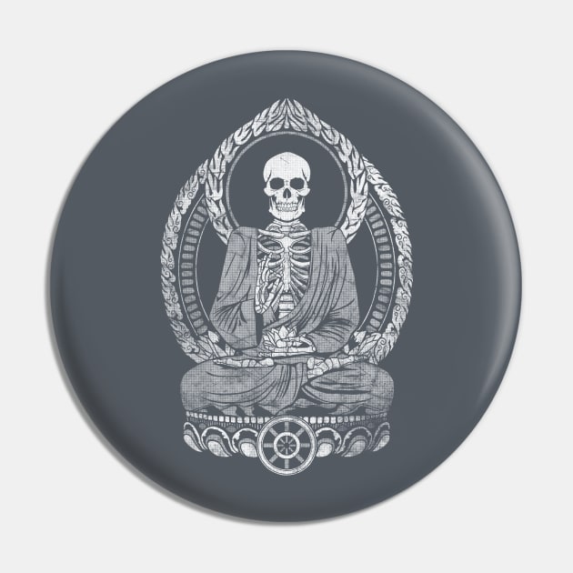 Starving Buddha Grunge - White Halftone Pin by GAz