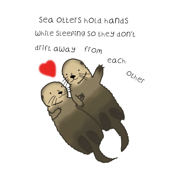 Sea Otters hold hands, love, valentines day by DesignsBySaxton