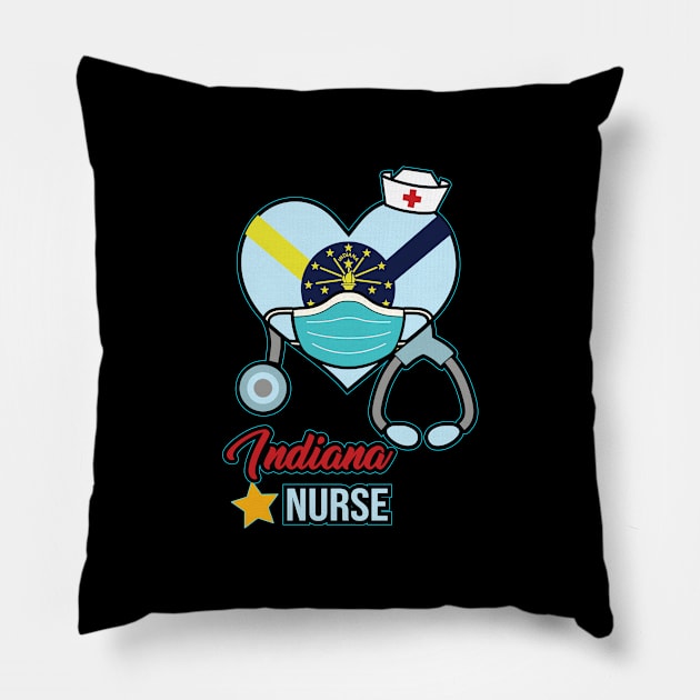 Indiana Nurse  - Love RN LPN CNA State Nursing Gift Pillow by ScottsRed